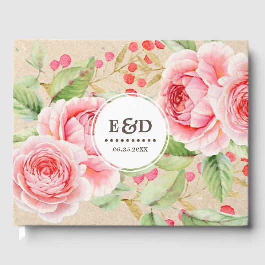 Hochzeit mit Aquarellmalerei Gästebuch (Vorderseite)
