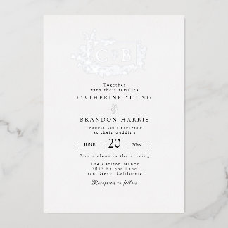 Hochzeit mit ausgeklügeltem Monogramm Folieneinladung