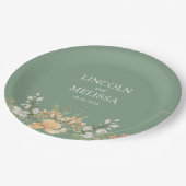 Hochzeit mit Basil, Pfirsich und Weiß Pappteller (Schrägansicht)