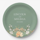 Hochzeit mit Basil, Pfirsich und Weiß Pappteller (Vorderseite)