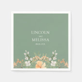 Hochzeit mit Basil, Pfirsich und Weiß Serviette (Vorderseite)