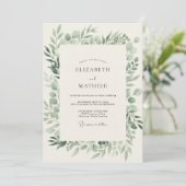 Hochzeit mit blassem Olivenblatt Einladung (Stehend Vorderseite)