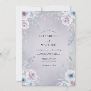Hochzeit mit blasser Lavendel-Periwinkle-Rebe Einladung