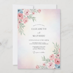 Hochzeit mit blassrosa Blütenblättern Einladung