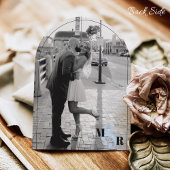 Hochzeit mit blauem Ampersand, Schwarz-Weiß-Foto Einladung