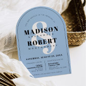 Hochzeit mit blauem Ampersand, Schwarz-Weiß-Foto Einladung