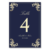 Hochzeit mit blauem Gold Tischnummer (Rückseite)