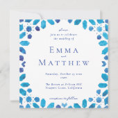 Hochzeit mit blauem Tile auf dem marokkanischen ge Einladung (Vorderseite)