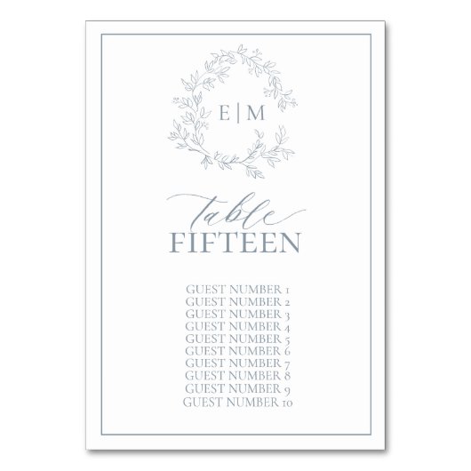 Hochzeit mit blauem Wappen Tischnummer (Rückseite)