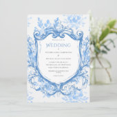 Hochzeit mit blauem Wasser Einladung (Stehend Vorderseite)