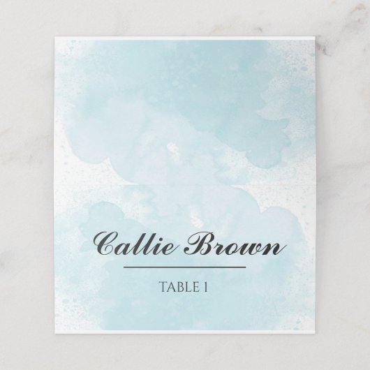 Hochzeit mit blauem Wasser Platzkarte (Außenseite Aufgefaltet)