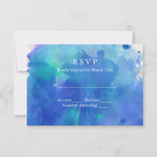 Hochzeit mit blauem Wasser RSVP Karte (Vorderseite)