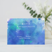 Hochzeit mit blauem Wasser RSVP Karte (Stehend Vorderseite)