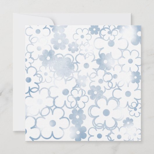 Hochzeit mit blauen Blumen Einladung (Rückseite)