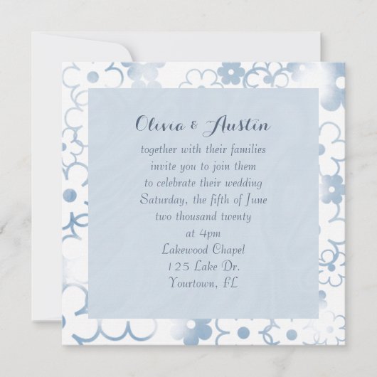 Hochzeit mit blauen Blumen Einladung (Vorderseite)