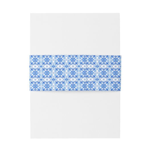 Hochzeit mit blauen Kacheln und Zitronen Einladungsbanderole (Rückseitenbeispiel)