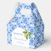 Hochzeit mit blauen Kacheln und Zitronen Geschenkschachtel (Vorderseite)