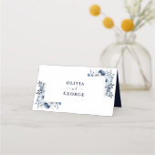 Hochzeit mit Blauen und Weißen Eleganten Platzkarte (Rückseite)