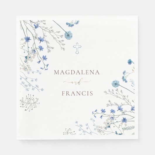 Hochzeit mit blauen Wildblumen Serviette (Vorderseite)