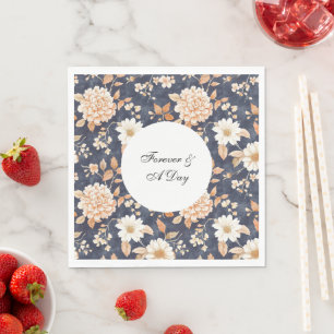 Hochzeit mit Blauer Creme Peach Floral Serviette