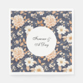 Hochzeit mit Blauer Creme Peach Floral Serviette (Vorderseite)