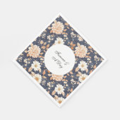 Hochzeit mit Blauer Creme Peach Floral Serviette (Ecke)