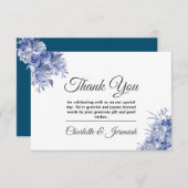 Hochzeit mit blauer Flora Dankeskarte (Vorne/Hinten)