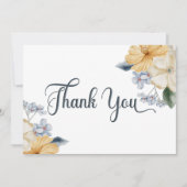Hochzeit mit blauer Gelbfärbung und weißer Blüte Dankeskarte (Vorderseite)