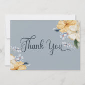 Hochzeit mit blauer Gelbfärbung und weißer Blüte Dankeskarte (Vorderseite)
