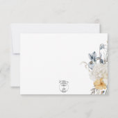 Hochzeit mit blauer Gelbfärbung und weißer Blüte RSVP Karte (Rückseite)