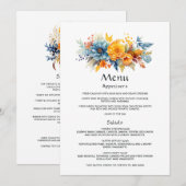 Hochzeit mit Blauer, Orange und Gelb Menükarte (Vorne/Hinten)