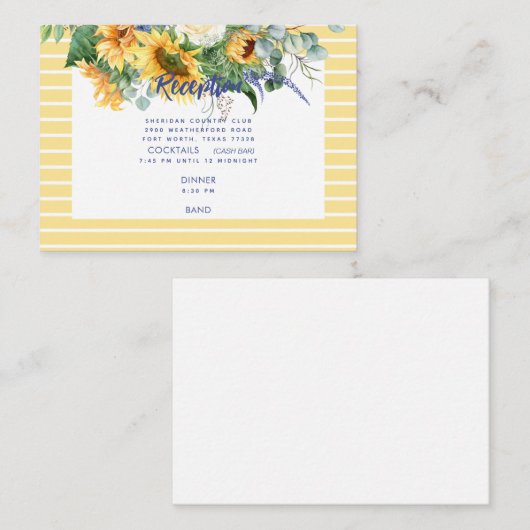 Hochzeit mit Blauer und Gelbblüte Begleitkarte (Vorne/Hinten)