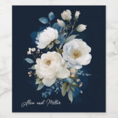 Hochzeit mit Blauer und Weißen Peony Vielen Dank Weinetikett (Einzelnes Label)