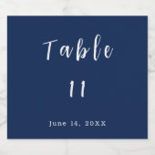 Hochzeit mit blauer und weißer Tischnummer Schaumweinetikett (Einzelnes Label)