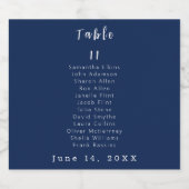 Hochzeit mit blauer und weißer Tischnummer Schaumweinetikett (Einzelnes Label)