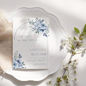 Hochzeit mit blauer Wasserfarbe Einladung