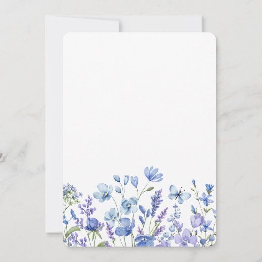 Hochzeit mit blauer Wildblume Einladung (Rückseite)