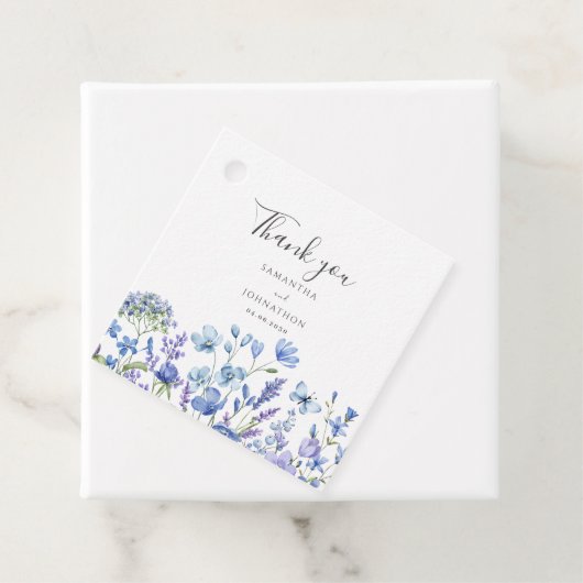 Hochzeit mit blauer Wildblume Geschenkanhänger (Beispiel)