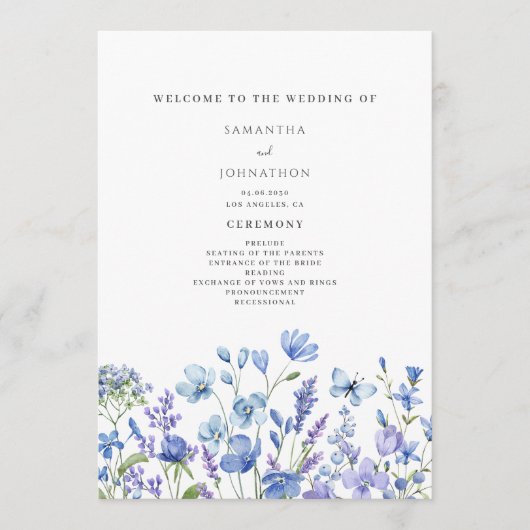 Hochzeit mit Blauer Wildblume Programm (Vorderseite)