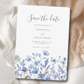 Hochzeit mit blauer Wildblume Save The Date