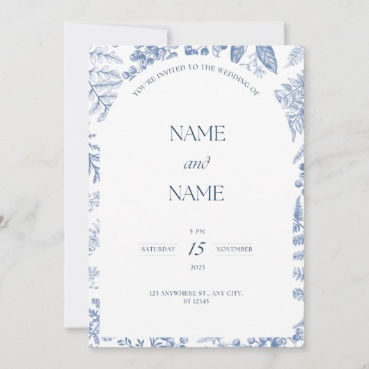 Hochzeit mit blühenden Blumen Einladung (Vorderseite)