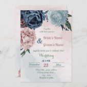 Hochzeit mit blühenden Blumen Einladung (Vorne/Hinten)