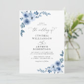 Hochzeit mit blühenden Blumen Einladung (Stehend Vorderseite)