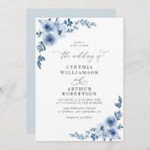 Hochzeit mit blühenden Blumen Einladung (Vorne/Hinten)