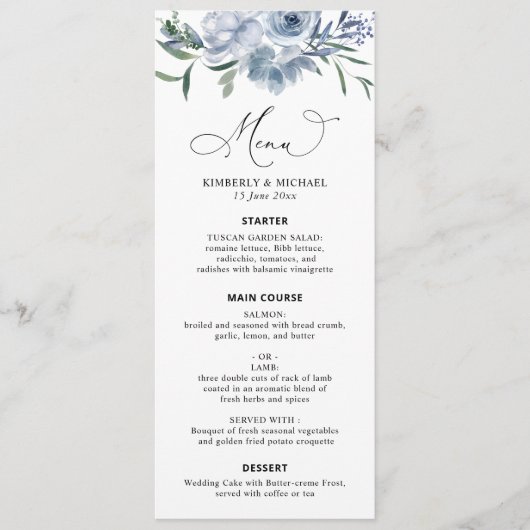 Hochzeit mit blühenden Blumen Menükarte (Vorderseite)