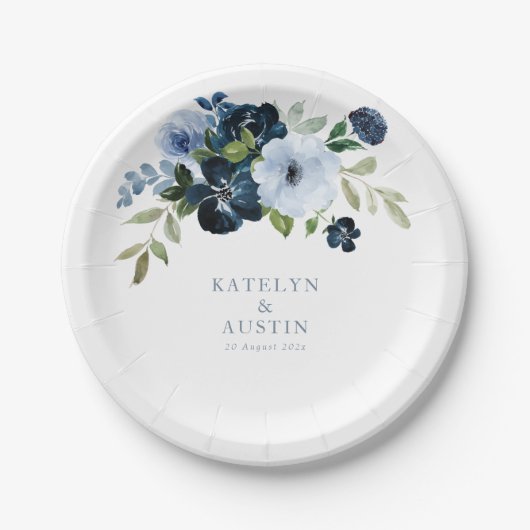 Hochzeit mit blühenden Blumen Pappteller (Vorderseite)
