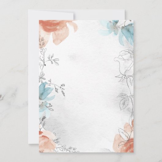 Hochzeit mit Blumen Einladung (Rückseite)