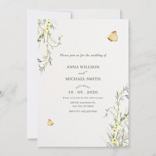 Hochzeit mit Blumen Einladung (Rückseite)