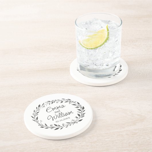 Hochzeit mit Blumen Getränkeuntersetzer (Seite)