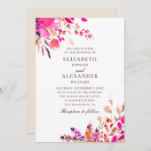 Hochzeit mit Blumen in Aquarellfarbe. Botanischer Einladung (Vorne/Hinten)